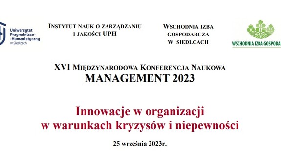 Zaproszenie na XVI Międzynarodową Konferencję MANAGEMENT 2023