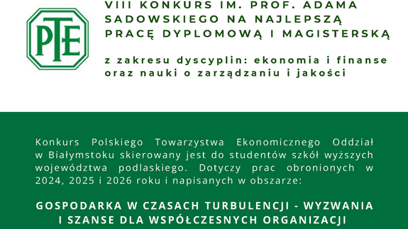 VIII Konkurs im. Prof. Adama Sadowskiego na najlepszą pracę dyplomową i magisterską 2026