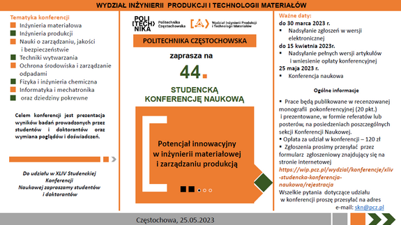 Zaproszenie na 44. Studencką Konferencję Naukową