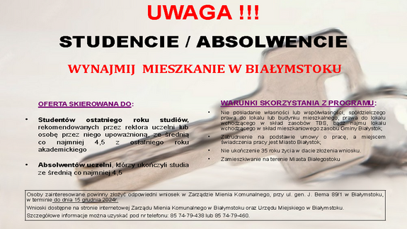 "Mieszkanie dla Absolwenta" - trwa nabór wniosków.